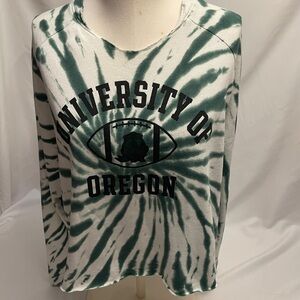 PINK Victoria's Secret Soft Lounge U of O Loose Crop Green Tie-Dye Top